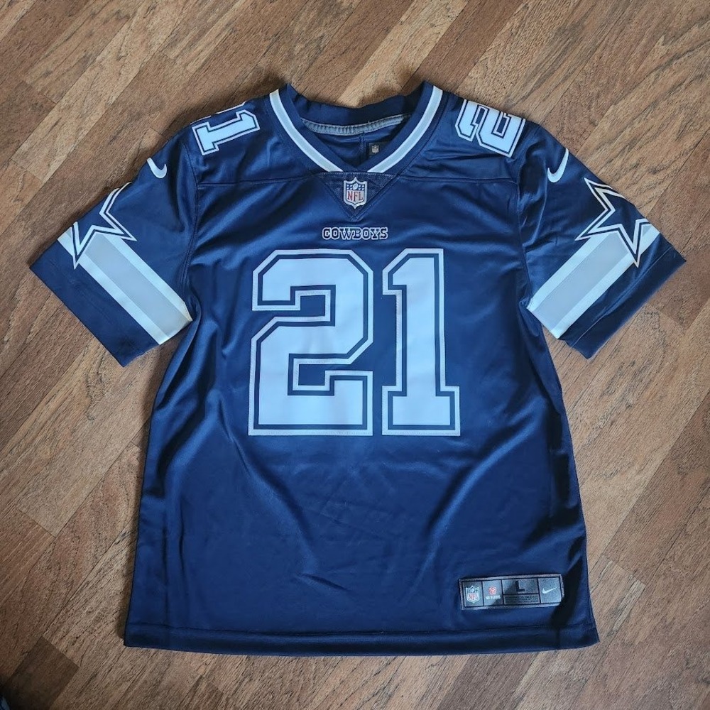 Nike Dallas Cowboys Ezekiel Elliott 21 Jersey Mens Large Navy Blue NFL 327